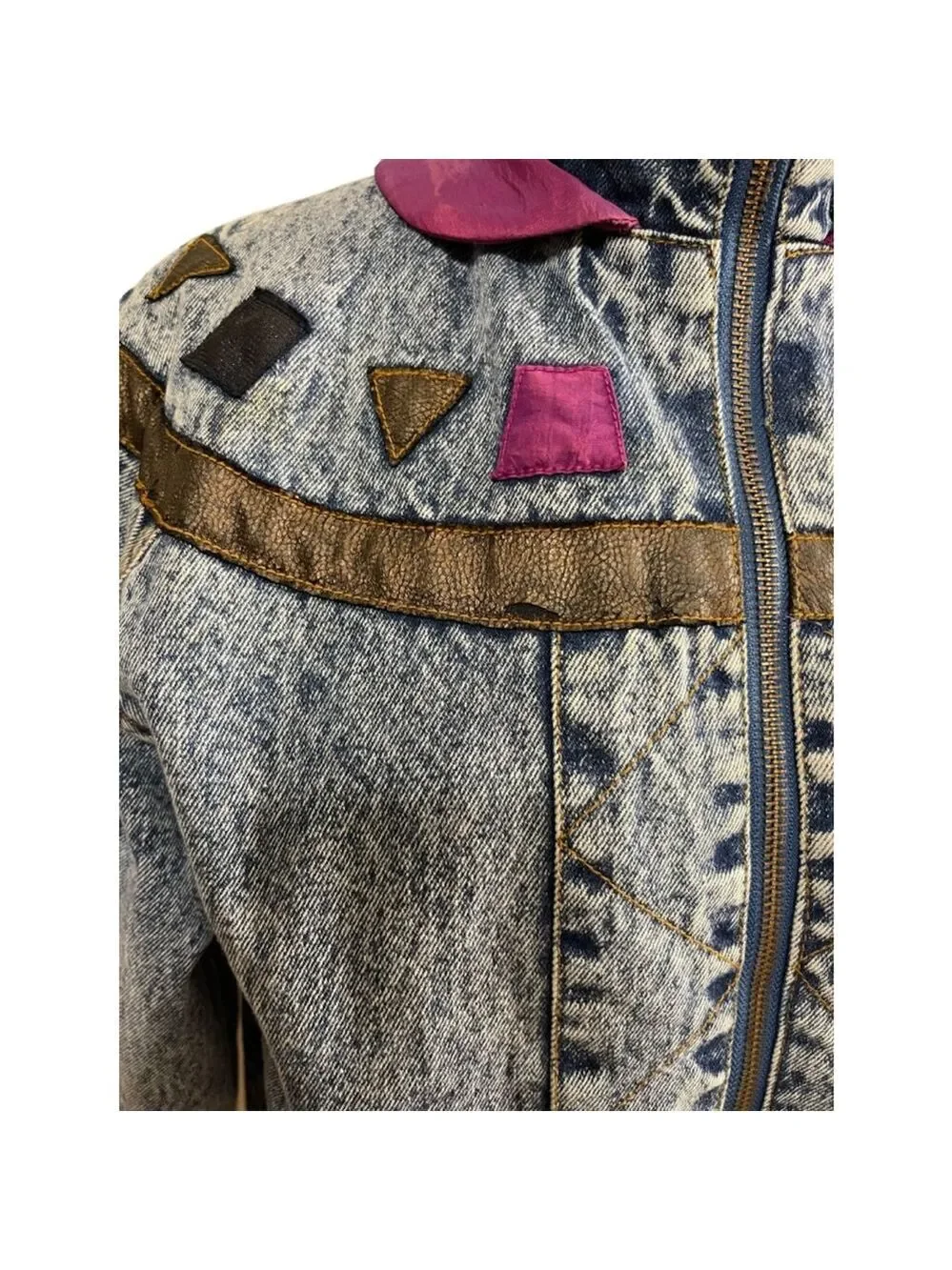 Women’s Vintage Faded Glory Denim Jacket, Size‎ L, Blue & Purple